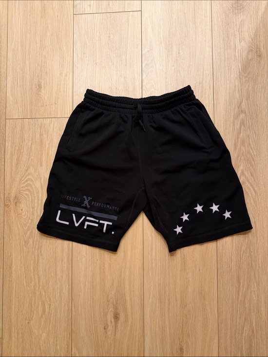Live Fit Other - LVFT. Men's Black Athletic Performance Shorts with Star Accent